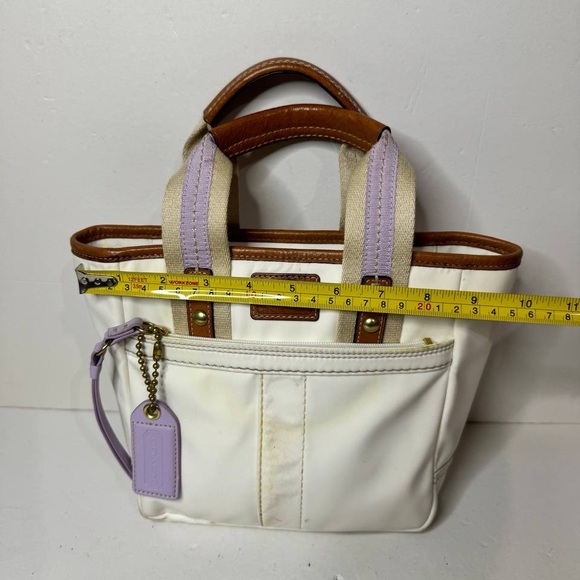 COACH MINI TOTE Brown Leather Accents - IVORY F10694 - Picture 5 of 13